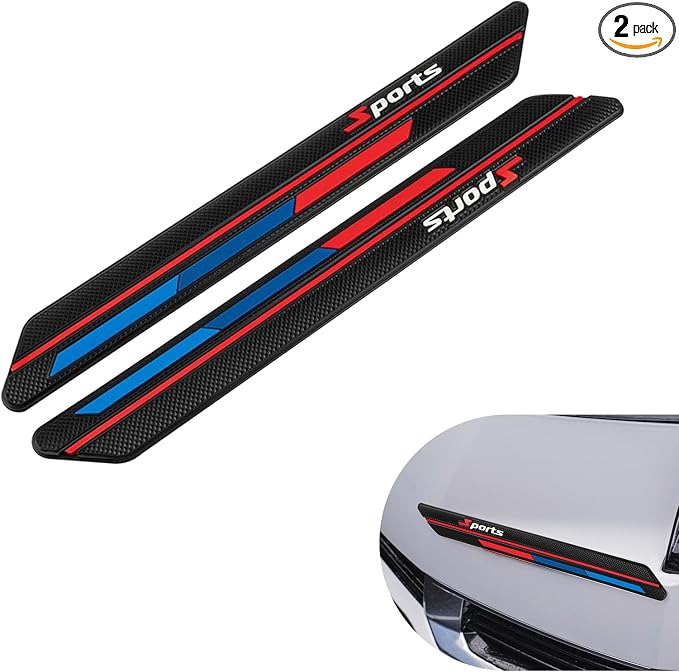 2 PCS Car Side Body Anti-Collision Strips, Sport Style Front Rear Bumper Protector Stickers, Self-Adhesive Car Door Edge Anti-Scratch Protector, Universal for Most Cars (Black)