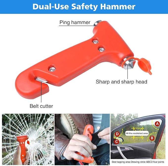 Car Roadside Emergency Kit, Vehicle Truck Safety Road Side Assistance Kits Auto Accessory, with Jumper Cables, Portable Air Compressor, etc