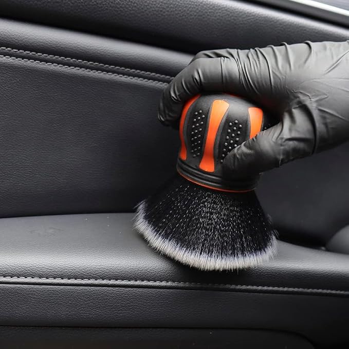 Ultra Soft Detailing Brush, Car Detail Brush, Orange Handle XL Synthetic Brush - Ultra Soft Bristles, Comes with Storage Rack, Covers Large Area Inside or Outside Vehicles