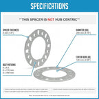 2 Pcs Die Cast Wheel Spacers 6mm 1/4" Thick Fits Bolt Patterns 8x6.50 8x165.1mm 8x170mm 8x180mm Chevy Siverado 2500 3500 ｜ Ford F250 F350 ｜ Ram 2500 3500 - Not Hub Centric