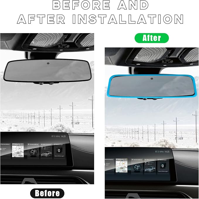 Car Rear View Mirror Protector Frame, Silicone Auto Rearview Edge Protection Cover Compatible with Model 3 Model Y, Interior Rear View Trim Frame Decoration, Car Accessories (Sky Blue-1PCS)
