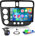 4G+128G Car Radio for Honda Civic 2001-2005 Stereo 9 inch in-Cell Touch Screen Wireless CarPlay/Android Auto Android 15 Bluetooth DSP FM/RDS GPS WiFi SWC AHD Backup Camera