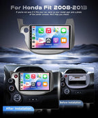 4G+64G Android 15 Car Stereo for Honda Fit 2008-2013 with Wireless Carplay Android Auto, 10.1 Inch 1280 * 720 Touch Screen GPS/WiFi/Bluetooth 5.0/FM/32EQ/SWC/Backup Camera