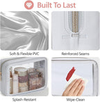 Clear Makeup Bag - TSA Approved Toiletry Bag for Carry-on & Checked Luggage, Water Resistant Car Storage Organizer with Reinforced Seams