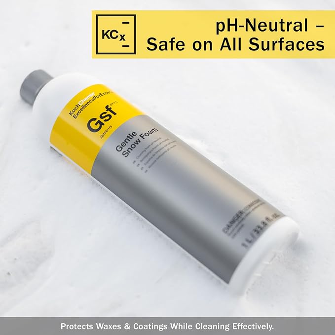 Gentle Snow Foam - pH Neutral Pre-Cleaning; Works With Foam Cannons & Sprayers; Manual Washing Shampoo; Safe on Existing Wax & Sealed Surfaces; Unique Cherry Fragrance (1 Liter) (Pack of 2)