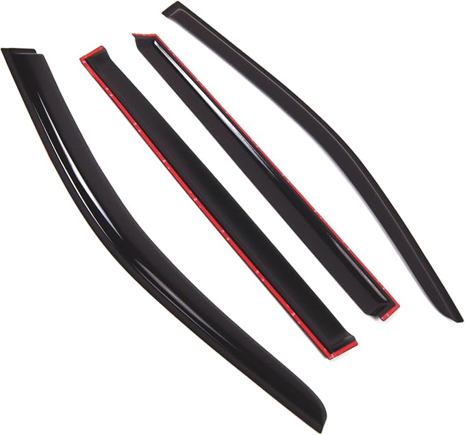 WD2-849B Dark Smoke 4 Pcs Set Window Visor (Outside Mount) Deflector Rain Guard Compatible with 2017-2018 Toyota Highlander