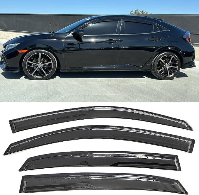 Side Window Visors rain Guards Vent Deflectors Compatible with Honda Civic Hatchback 2016-2021, Vent Deflector Window Rain Guard Sun Shade Visors, Car Acessories 4PCS 2016 2017 2018 2019 2020 2021