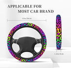 Rainbow Leopard Steering Wheel Cover,Cheetah Spots Elastic Non-Slip Steering Wheel Protector,Auto Interior Decor for Women Girls,Universal 15" Fit for Sedans,Trucks