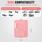 Sunglass Holder for Car Visor, Multi-Pocket Leather Car Sun Visor Organizer with Ticket Pens Card Clip, Sunglasses Holders,Suitable for All Size Eyeglasses,Car Accessories Keep Tidy (Pink)