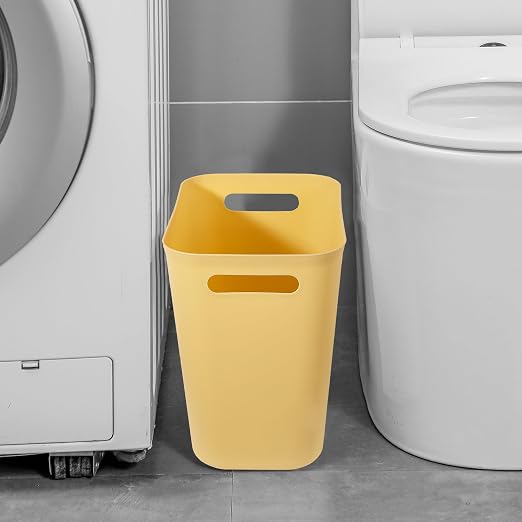 Plastic Small Bathroom Trash Can Wastebasket, 3.5 Gallon, Yellow | Compact Sturdy Garbage Can for Bathroom, Laundry Room, Kitchen, Office, Kids Room, Dorm, Durable, Easy to Clean