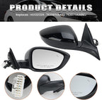 Right Passenger Side Mirror Compatible with 2018-2022 Honda Accord LX Sport Power Glass | Heated | with Blind Spot | Manual Folding Repalces HO1321329 (7Pins-Black)