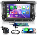 2G+64G Android for VW Jetta Seat Passat Tiguan CC Golf Skoda Double Din Car Stereo with Wireless Carplay/Android Auto 7 Inch HD Touchscreen Head Unit