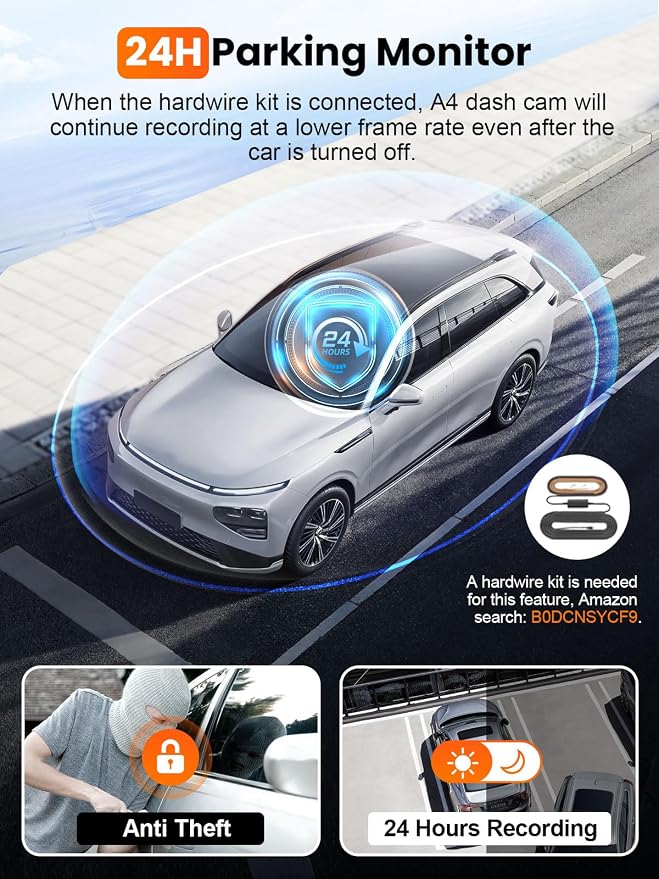 4K+2.5K Dash Cam Front and Rear, Built-in 5G WiFi 6 GPS, 64GB Card Included, 3.59'' IPS Screen Dash Camera for Cars, Dual Dashcam with G-Sensor, Loop Recording, 24H Parking Monitor
