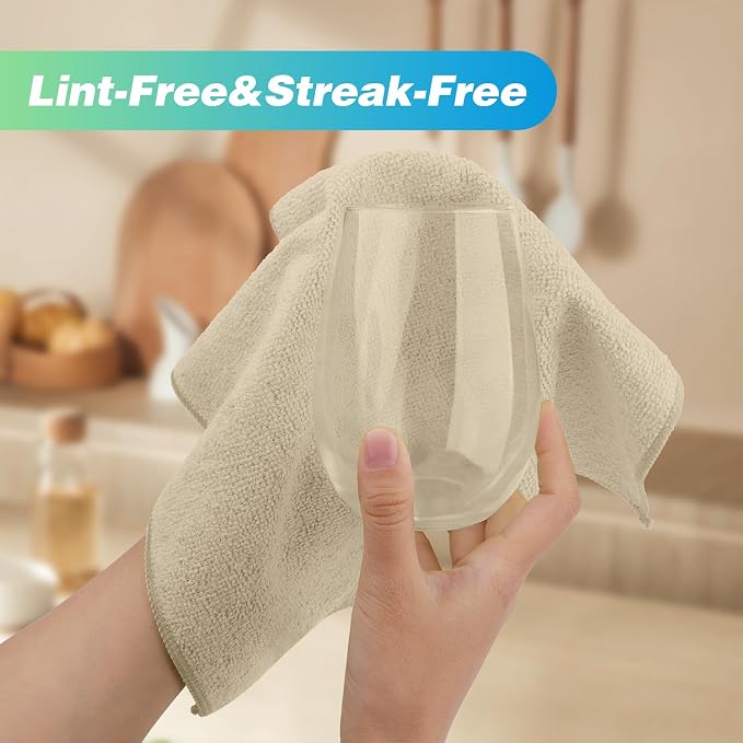 Brown Microfiber Cleaning Cloth, 24 Pack Absorbent Cleaning Rags, Lint-Free, Streak-Free Cleaning Towels for Car Kitchen House, 12"X11"