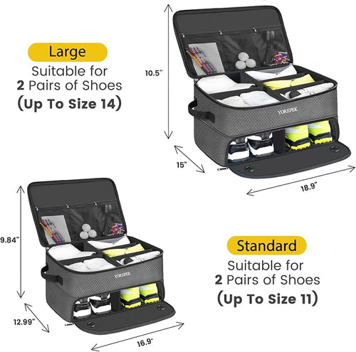 2 Layer Golf Trunk Organizer, Golf Gifts for Men with Separate Ventilated Compartment for 2 Pair Shoes, Waterproof Car Trunk Locker for Balls, Tees, Clothes, Gloves, Gifts for Golfers