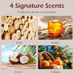Car Air Freshener, Wood Air Freshener for Visor Clip, Long Lasting Car Odor Eliminator, Vehicle Scent Diffuser for Cars, Trucks & SUVs, 4 Pack Variety Scents with 2 Clips (Teak Amber Cabana Grove)