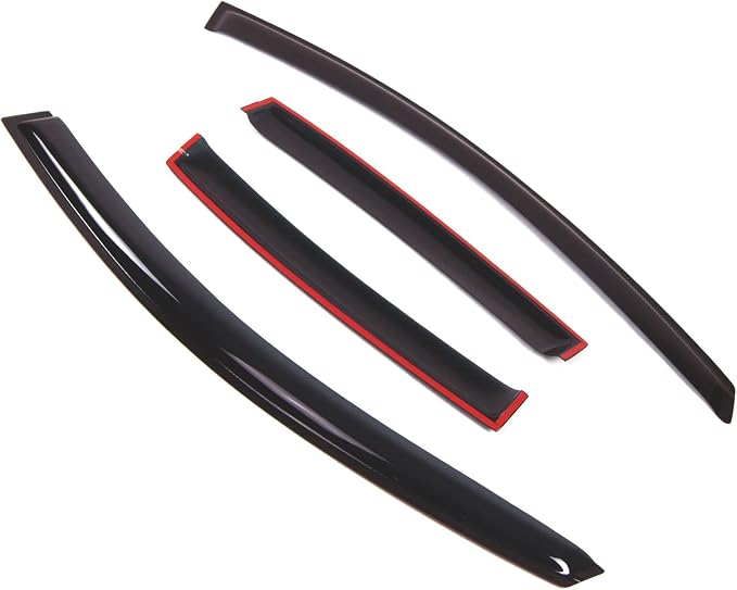 WD2-426 Dark Smoke 4 Pcs Set Window Visor (Outside Mount) Deflector Rain Guard Compatible with 2000-2005 Toyota Echo Sedan