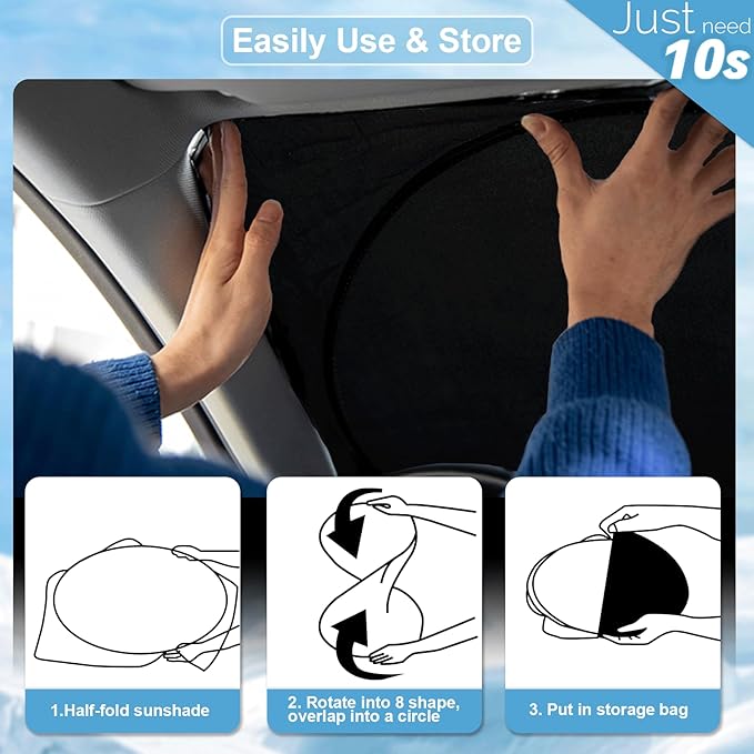 Custom Fit Kia Forte Windshield Sunshade for Kia Forte 2019 2020 2021 2022 2023 2024 2025 Front Window Shades Cover for Windshield Sun Visor Protector 210T Reflector Blocks UV Rays Cooler Accessories