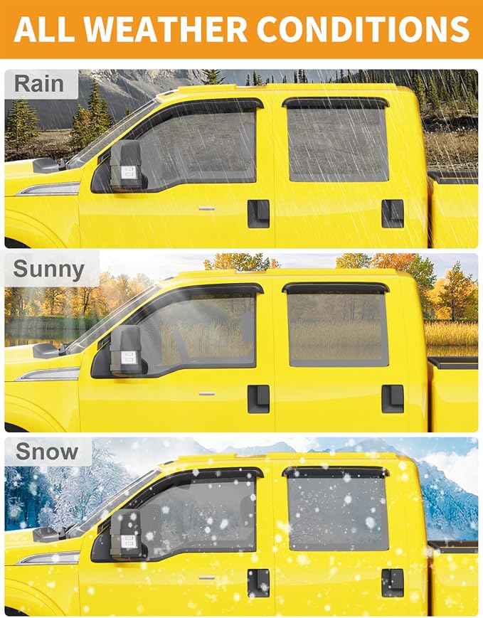 Extra-Thick Window Rain Guards Fit for Ford F250/F350/F450/F550 1999-2016 Super Duty SuperCrew Rain Guards Window Deflectors Visors Tape-on Vent Visors Vent Shades Car Accessories