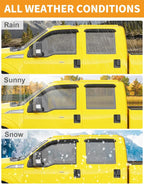 Extra-Thick Window Rain Guards Fit for Ford F250/F350/F450/F550 1999-2016 Super Duty SuperCrew Rain Guards Window Deflectors Visors Tape-on Vent Visors Vent Shades Car Accessories