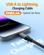 2 Pack 5ft Coiled Short USB to Lightning Charging Cable [MFI Certified] 3A Fast Charger Cord in Car for iPhone 14/13/12/11/XS/8/7/6/5 CarPlay, iPad, iPod, Dark Gray