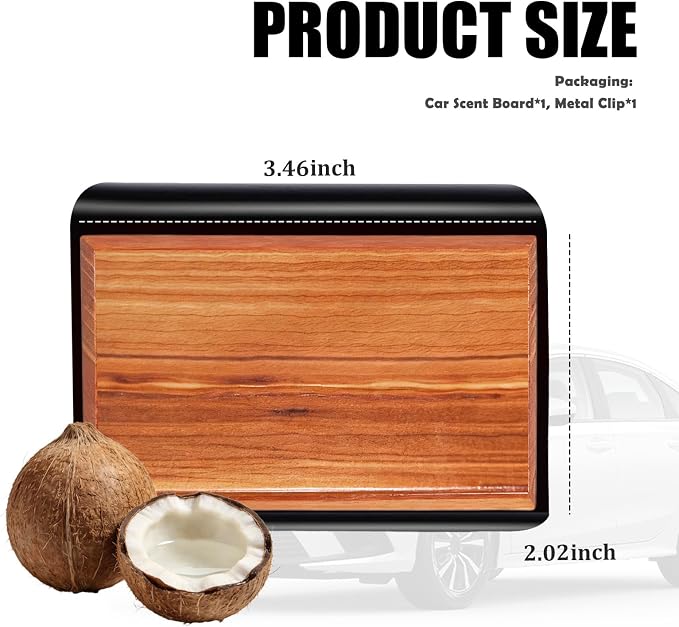 Wood Car Air Freshener,Magnetic Wood Car Fresheners Long Lasting for Absorbing Unpleasant Smells,Reusable Wooden Cars Freshener Cars Interior Accessories for Truck & SUVs (Coconut)