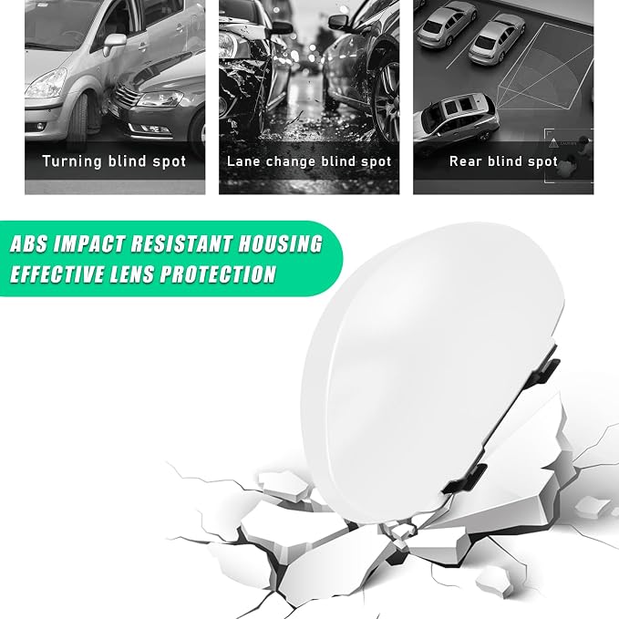 Blind Spot Car Mirror, Vehicle Adjustable 360 ° Rotation Auxiliary Convex Wide Angle Mirror, Auto Stick On Side Rearview Mirror Universal for Car Truck SUV RV (B, White)