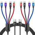 Multi Charging Cable [2Pack 5FT],Nylon Dual IP 4 in 1 Charging Cable, Multiple Charger Cord with IP/IP/Type C/Micro Port, Compatible with Most Cell Phones/Tablets and More