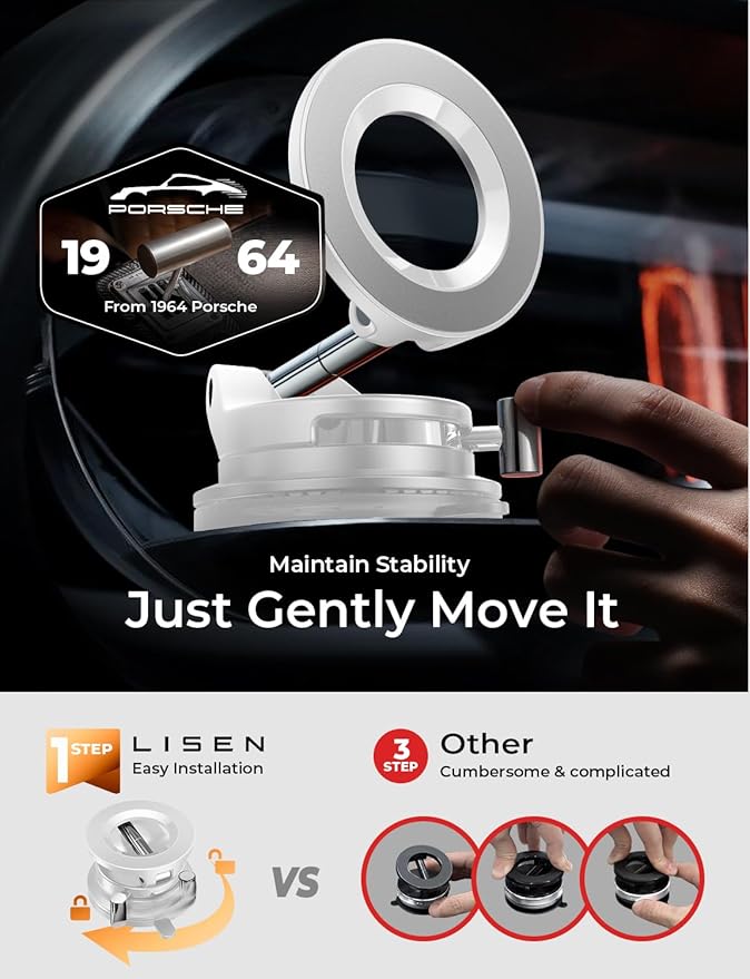 for Magsafe Car Mount, Cell Phone Holders for Your Car, Magnetic Car Accessories for Women Men Jeep Truck, Vacuum Gifts for iPhone 17 Pro Max 16 15 14 13 12, Samsung S25, Pearl White