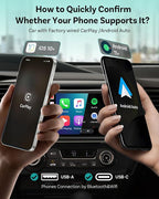 OTTOCAST Mini Nova Wireless CarPlay & Android Auto USB-C Adapter, 2-in-1 Adapter for iPhone iOS 10+ & Android 11+, Auto-Reconnect for 800+ Wired CarPlay Vehicles Models (2016+)