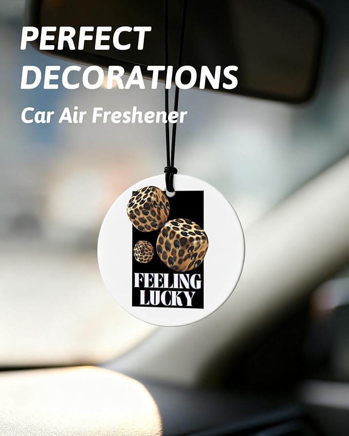 Trendy Leopard Print Lucky 8 Ball Orange Car Air Freshener 4 Pcs, Cheetah Dice Poker Round Hanging Air Freshener for Cars Closet Drawer Books, Girly Y2k Car Accessories Mirror Decor for Women
