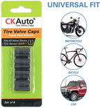 Tire Valve Stem Caps, Anodized Aluminum Tire Valve Cap Set, Corrosion Resistant, Universal Stem Covers for Cars Trucks Motorcycles SUVs and Bikes (Black-US)