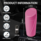 Mini Car Trash Can with Lid, Portable Garbage Can for Car, Leakproof Cup Holder Automotive Garbage Bin with 2 Rolls of Trash Bags, Small Trash Storage Can for Car Home Office(Rose Red)
