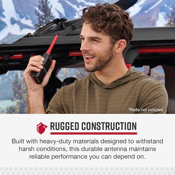 Cobra GMRS Trailblazer Antenna Red - High-Performance Antenna for GMRS Two-Way Radios, Red Finish