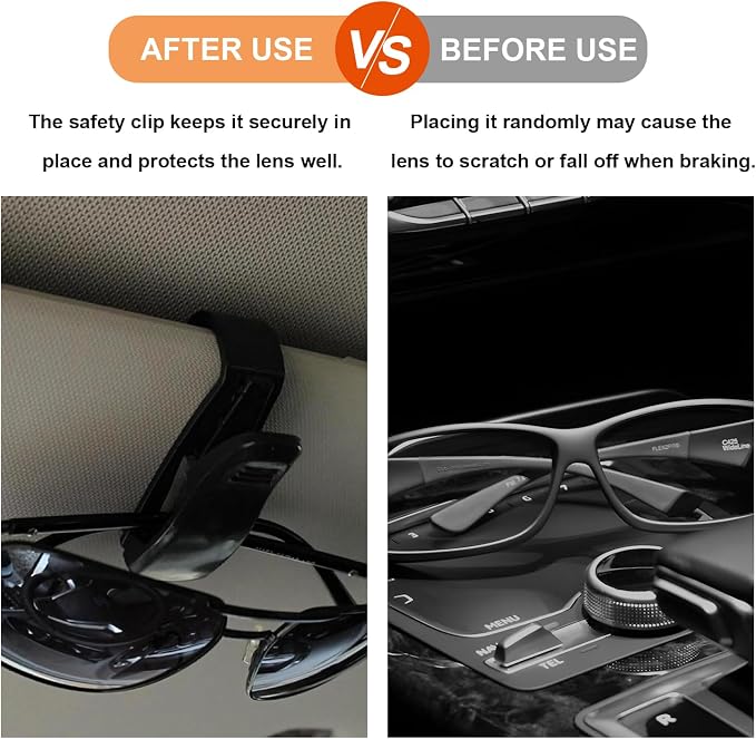 6 PCS Sunglass Holder for Car Sun Visor, Eyeglasses Hanger Mount Visor Organizer with Ticket Card Clip, Universal Glasses Hanger Clip Auto Interior Accessories for Car SUV Truck