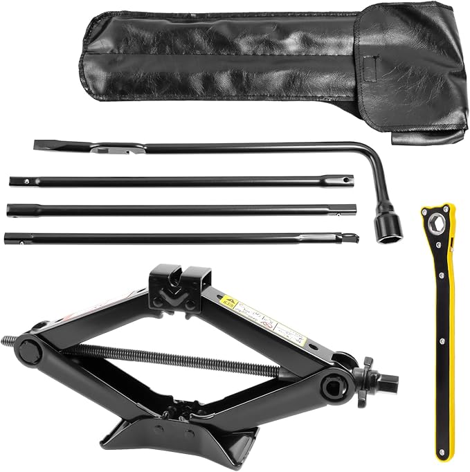 Spare Tire Jack Kit Compatible with 1999-2019 Silverado Tahoe Avalanche 2002-2018 Escalade, Scissor Jack 2.5 Ton Heavy Duty Lifting Jack & Spare Tire Lug Wrench Tool Kit Replacement Tire Repair Tool