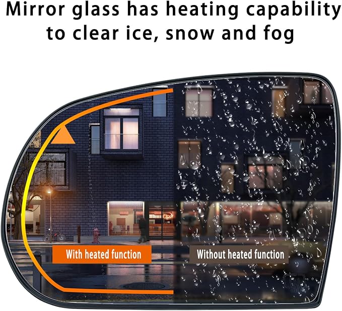 Blind Spot Driver Side Mirror Replacement for Jeep Cherokee 2014-2019 Jeep Compass 2017-2021, Left Exterior Side Rearview Mirrors Glass, with Backing Plate, Power Heated,Blind Spot Detection