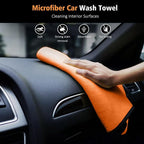 7PCS Car Interior Detailing Kit, Horse Hair Car Leather Brush, Applicator Pads and Microfiber Cloth for Car Interior & Seats Leather, Interior Car Cleaning Kit, Orange