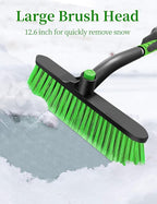42.5 Inch Car Scraper Snow Brush, 12.6 Inch Large Brush Head with Ice Scraper for Window Windshield, Portable Snow Scraper for SUV Truck Vehicle RV Auto - Green