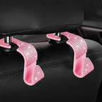 Zpana 4PCS Bling Car Seat Headrest Hooks, Vehicle Back Seat Purse Handbag Hanging Holder with Crystal Rhinestone, Diamond Storage Organizer Hook, Universal Automotive Accessories (Pink)