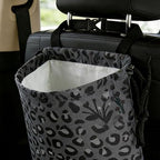 Grey Leopard Pattern Car Trash Bag - Waterproof Car Trash Bag Hanging Leakproof Car Garbage Bag - Washable Reusable Trash Bag For Car Interior Hanging Organizer Storage Vehicle Travelling Camping