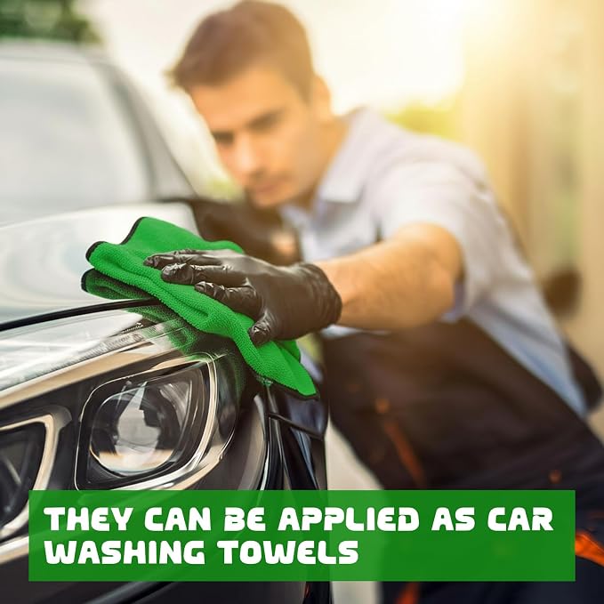 50 Pcs Microfiber Towels:16"x16" Microfiber Drying Towels Bulk Micro Fiber Car Cleaning Cloth for Cars Drying Washing Polishing Office Windows Cleaning Household Supplies (Green,Gray)