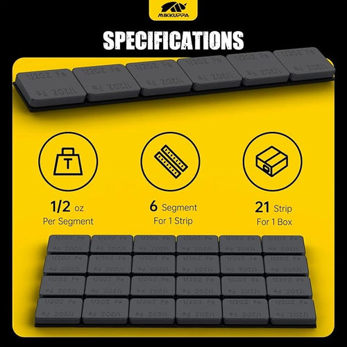 1/2oz Adhesive Stick on Wheel Weights, Black 0.5oz, 63oz/Box | 126PCS, 63oz/Box, Low Profile Easy to Peel, For Cars, Trucks, SUVs, Motorcycles, RC Cars, OEM Quality