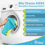 AIDEA Microfiber Cleaning Cloth-8PK, Soft Microfiber Towels for Cars, Absorbent Cleaning Rags, Lint-Free Streak-Free Wash Cloths for House, Kitchen, Window(12in.x16in.)