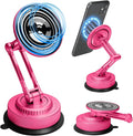 PIEPIE All-Metal Alloy Long Arm Magnetic Suction Cup Car Phone Mount(Pink) | Strong Powerful Magnetic Heavy-Duty Windshield Dash 360° Mechanical Rotation Cell Mobile Phone Vehicle Bracket for All Cars