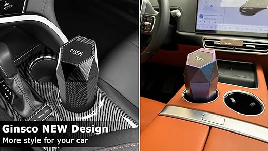 Car Trash Can with Lid, 2 Pack Mini Car Trash Can Cup Holder, Cars Garbage Can Car Accessories for Interior, Leakproof Car Trash Bin, Multipurpose Trash Can for Cars (Carbon Fiber Pattern)