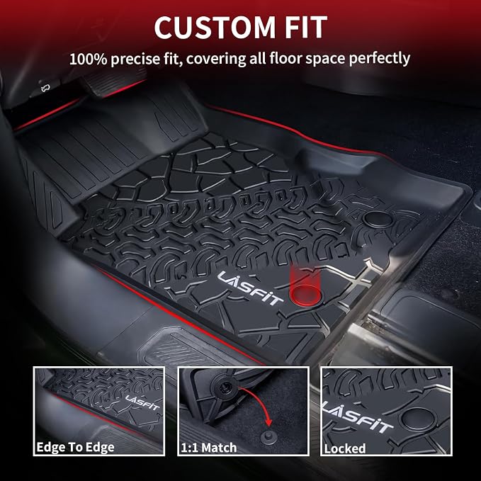 Floor Mats for Ford Bronco 2-Door 2026 2025 2024 2023 2022 2021(Not for Bronco Sport) All Weather TPE Custom Fit Car Floor Liners, 1st & 2nd Row, 3pcs Black