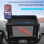 Car Phone Holder Fit for Toyota RAV4 Hybrid LE/XLE/Premium 2019-2025 W/Dash Tray Storge Box Organizer, Cell Phone Mount for RAV4 Accessories 7/8 inch Touch Screen (Not Fit 9/10.5 inch)