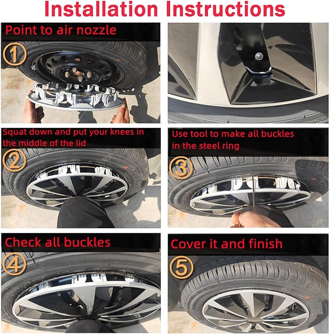 Hubcap Wheel Cover Replacement R17 Hub Caps Universal Wheel Rim Cover ABS Material Exterior Accessories for Car Truck SUV -Set of 4（17-inch，Silver-Black）