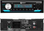 Amplayer G2 Bluetooth Car Stereo Single DIN Media Receiver with Built-in 400W RMS Amplifier, 4 Channels, USB, SD, FM Radio, Hands-Free Calling, Audio Processor & RGB LED Control
